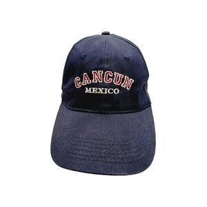 Cancun Mexico Hat Baseball Cap Black Red Adjustable Buckle Strap